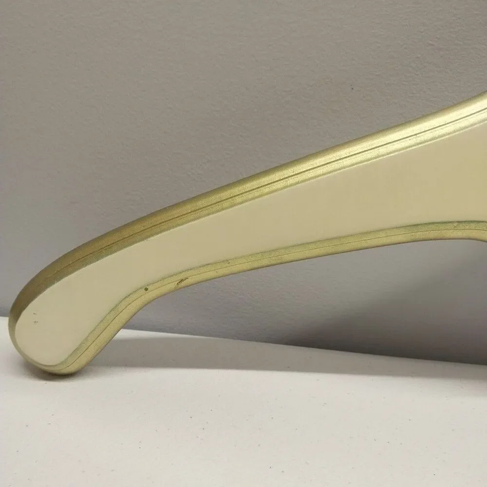 Vintage Wood Cameo Clothes Hanger Hollywood Regency Cream Gold Decorative Closet